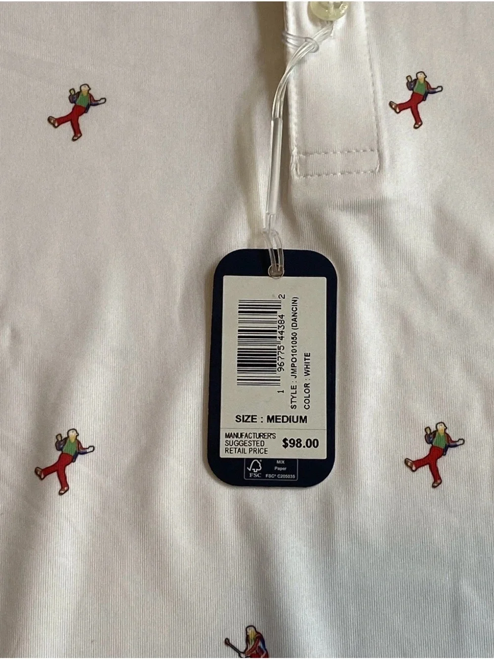 NWT DANCIN Johnnie-O Featherweight Performance White Polo Size Medium - Picture 3 of 10